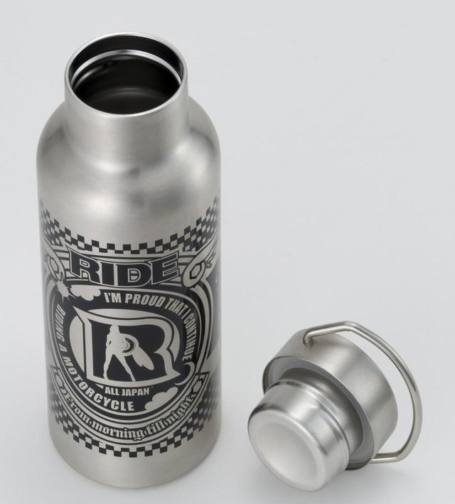 画像: 「RIDEオリジナルステンレスボトル」容量500ml 重量290g 保温性能;85℃以上1時間/60℃以上6時間 保冷性能;10℃以下6時間