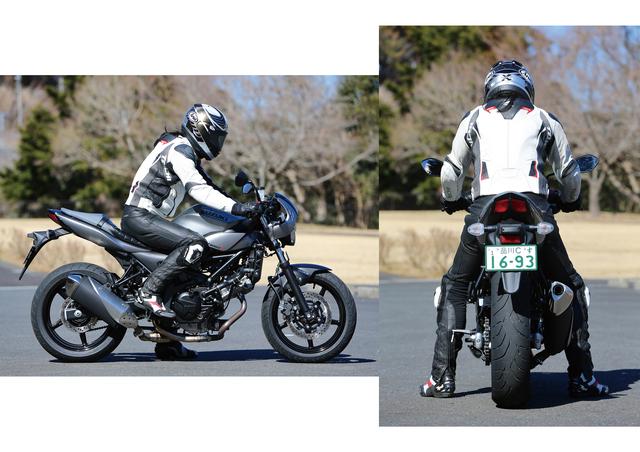 画像: 車体はスリムで足着き性はこのクラスとしては平均的。ハンドル切れ角が少し少なめなのと、肘が開いてしまうハンドル形状が若干気になる。慣れてしまえば気にならないが、乗り手によっては好き嫌いが分かれそうだ。身長:176cm 体重:68kg