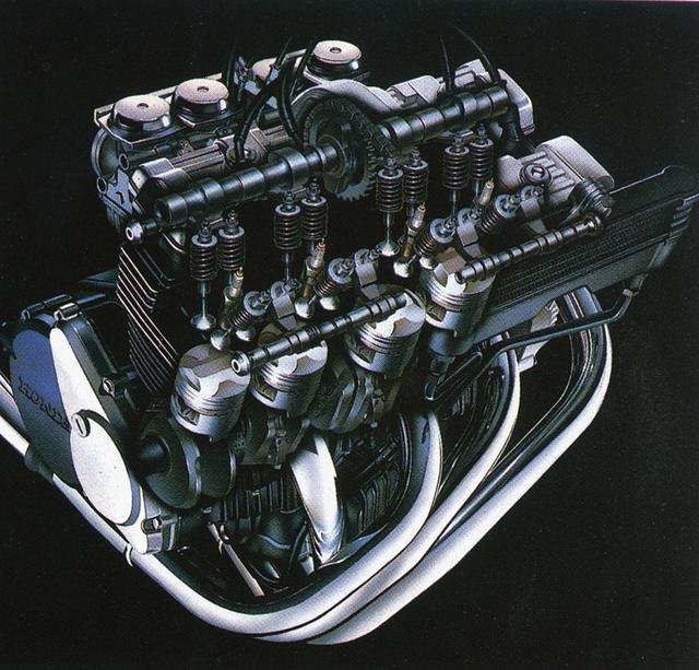 画像: 完全新設計の空冷DOHC4バルブ4気筒エンジン。ホンダ4気筒400㏄は、以降もずっと55×42㎜のボアストローク値を使い続ける。