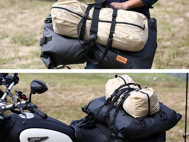 画像: メインショルダーベルトはループで連結させることで、膨張したバッグを締め上げるコンプレッションベルトや、他の荷物と一緒にまとめるベルトとしても活用できます。