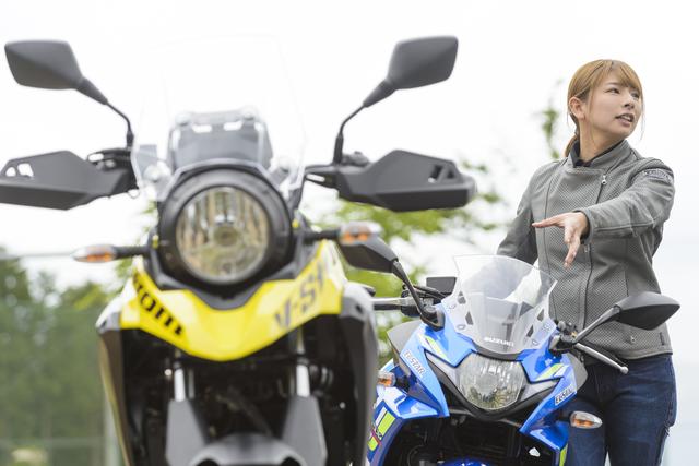 画像1: GSX250Rのシート高は790mm。Vストローム250ABSのシート高は800mmです。