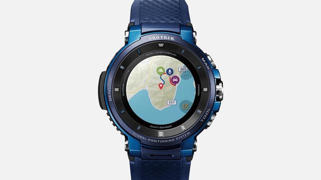 画像: Gショックを始め、長きに渡り様々なデザインの腕時計を作って来たCASIOらしい、とてもカッコいいデザイン。時計のディスプレイにGoogle Mapが表示されています。ついにこんな時代が来たのですね!