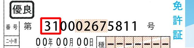 画像: 都道府県公安委員会番号に「31」はないので、この免許証番号は偽造であると判断できる。