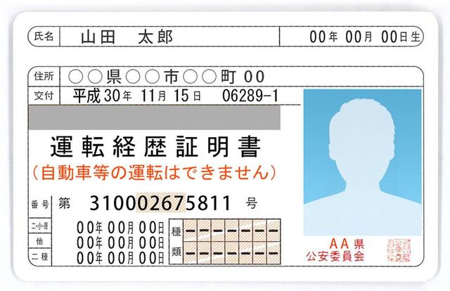 画像: 運転経歴証明書のカードサイズは免許証と同じ。