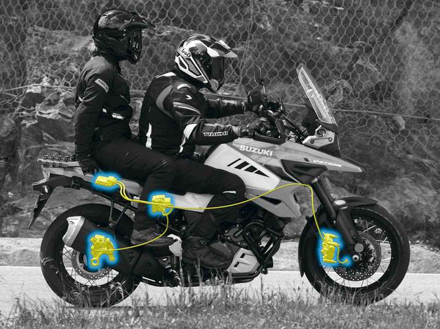 画像: XTに搭載された新技術のひとつが、荷物満載やタンデム時の加速&ブレーキング時に、前後荷重配分を一定に保つ「前後荷重コントロール」。