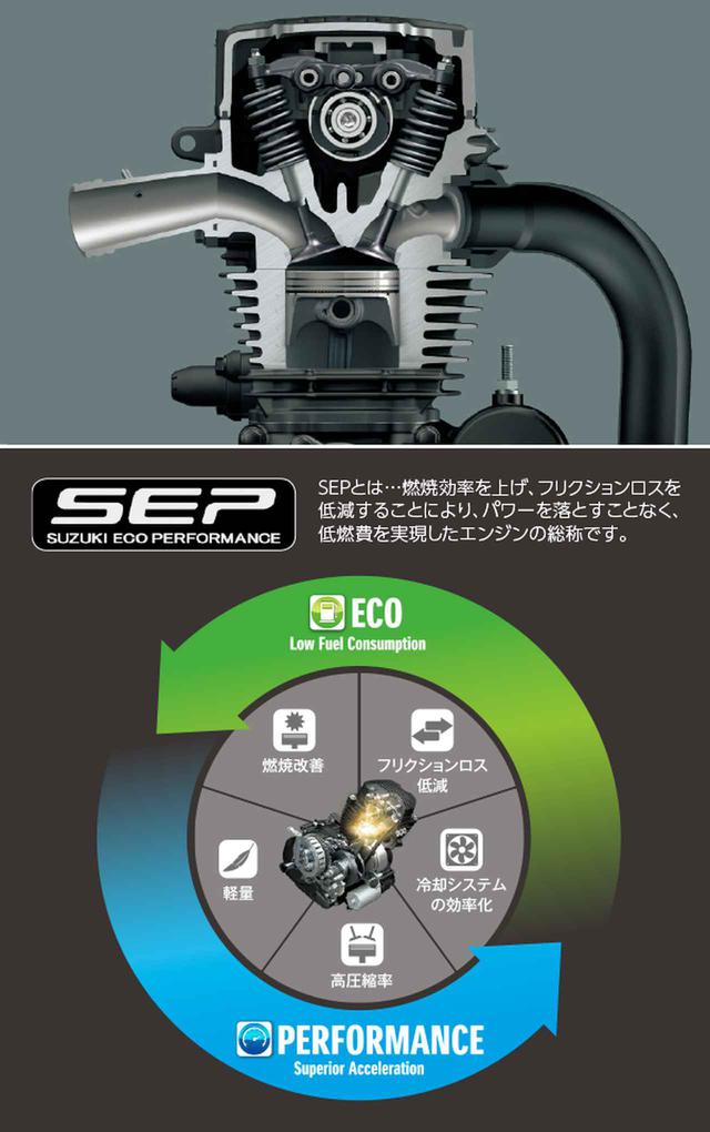 画像: 154ccの軽量コンパクトなSEPエンジンを搭載。ロングストロークのエンジンは高い中低速トルクと燃費性能を兼ね備え、気持ちの良い加速感を演出