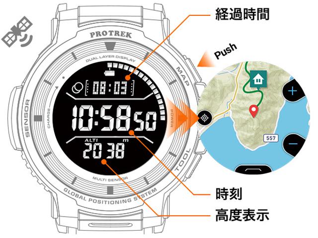 画像: 時計にGPS機能が内蔵されているので電波のない場所でも使用できる