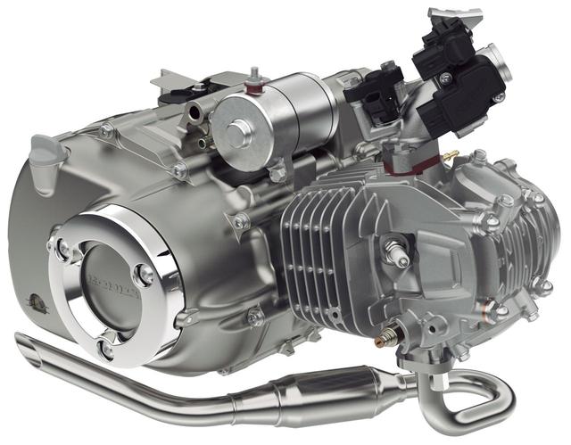 画像: モンキー125と同タイプの124cc空冷単気筒エンジンを搭載。エンジンのノイズ低減やスムーズなシフトフィールを実現している。
