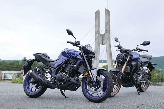 画像: (左) ヤマハ「MT-25 ABS」 総排気量:249cc エンジン形式:水冷4ストDOHC4バルブ並列2気筒 シート高:780mm 車両重量:169kg メーカー希望小売価格:税込62万1500円 (右) ホンダ「CB250R」 総排気量:249cc エンジン形式:水冷4ストDOHC4バルブ単気筒 シート高:795mm 車両重量:144kg メーカー希望小売価格:税込56万4300円