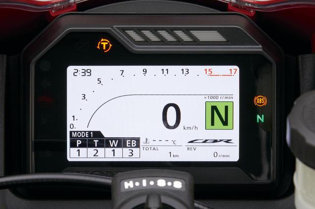 画像: 1000RR-R同様のカラーTFTメーター。電子制御デバイスはパワー、トルク、ウイリー、エンジンブレーキが調整可能となっている。