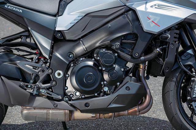 画像: 2005年式のGSX-R1000用から発展した水冷直4は最高出力148PSを発揮。低回転での力強さも備えるストリート向けの設定。