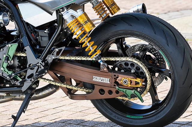 画像: 前後ホイールはO・Zレーシングのアルミ鍛造、GASS RS-Aで3.50-17/6.00-17サイズ。リヤサスはオーリンズ・グランドツインをセット。