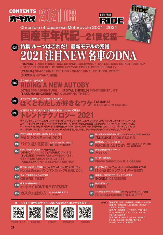 画像2: 最新モデルとその系譜を徹底解説! 月刊『オートバイ』2021年3月号は「21世紀の国産バイク大全」も収録した特大号