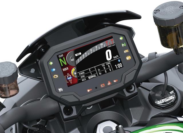画像: TFTカラー液晶パネルを使用したコンパクトな多機能メーターは、Z H2と基本的に共通のもので、スマートフォンとの接続機能も装備。