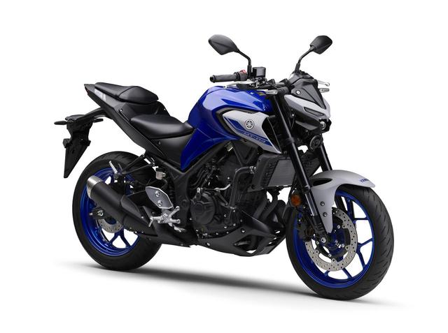 画像: YAMAHA MT-03 ABS 総排気量:249cc エンジン形式:水冷4ストDOHC4バルブ並列2気筒 シート高:780mm 車両重量:169kg 発売予定日:2021年4月28日 メーカー希望小売価格:65万4500円(消費税10%込) ※写真のカラーは2021年モデルのブルー