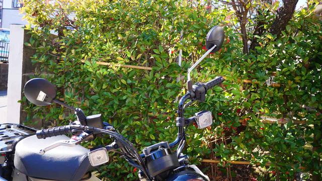画像: こうして左右で着け比べてみるとラジカルミラーのコンパクトさが分かります。もちろんノーマルと同じぐらいの長さにすることも可能。