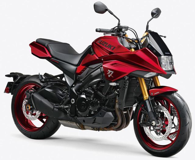画像: SUZUKI KATANA 特別色(レッド) 総排気量:998cc エンジン形式:水冷4ストDOHC4バルブ並列4気筒 シート高:825mm 車両重量:215kg メーカー希望小売価格:税込159万5000円(予約受付終了)