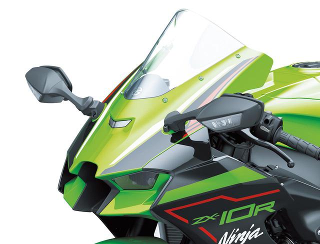 画像: 新世代の「Ninjaスタイル」と呼ぶべき、機能的なフロントマスクによって、ルックスもより獰猛にイメージチェンジ。川崎重工の技術を結集した証である「リバーマーク」が刻まれた。