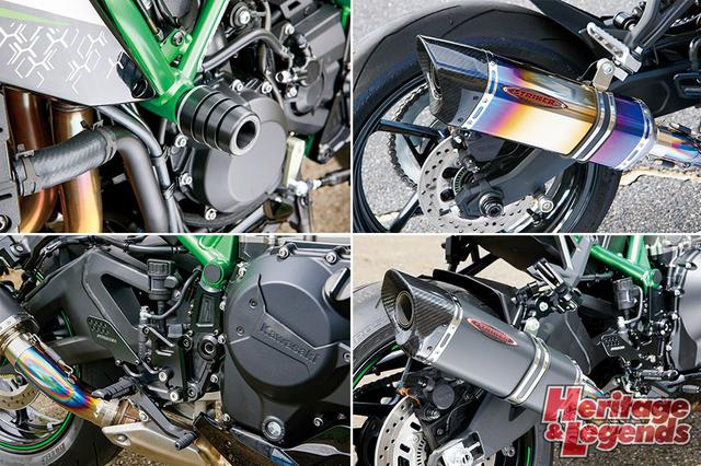 画像: ▲“ストライカー”と聞いてすぐイメージ出来るのは、フルチタンのエキゾーストやスライダー、ステップキットだろう。こうしたパーツ群が対応機種も豊かに用意されている。