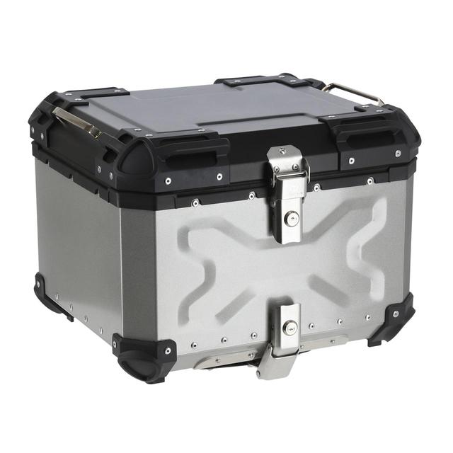 画像: HARD WORX トップケース HX55 55L 税込価格:3万6300円 カラー:シルバー、ブラック 容量:55L 外寸:460×405×345mm 重量:8.6kg(ベースプレート+本体) 付属品:六角ボルト(短)×4本、六角ボルト(長)×4本、ワッシャー×4枚、ナット×4個、鍵×2本、プレート×4枚、ベースプレート×1枚、取扱説明書、リフレクター×2枚 ※取り付けの際は4mmの六角レンチが必要です。