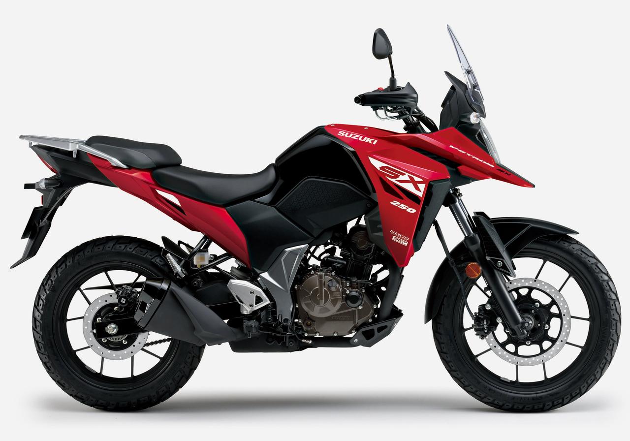 画像: SUZUKI V-STROM 250SX 2025年モデル 総排気量:249cc エンジン形式:油冷4ストSOHC4バルブ単気筒 シート高:835mm 車両重量:164kg 税込価格:56万9800円