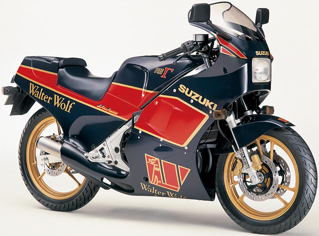 画像: ▶1985年 RG250Γ（ウォルターウルフ仕様）