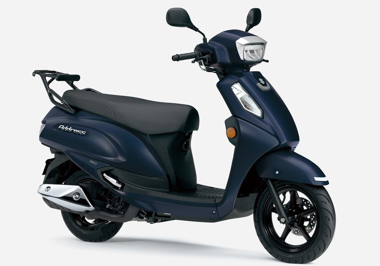 画像: SUZUKI ADDRESS 125 2025年モデル 総排気量:124cc エンジン形式:空冷4ストSOHC2バルブ単気筒 シート高:770mm 車両重量:108kg 発売日:2025年9月10日(水) 税込価格:28万500円