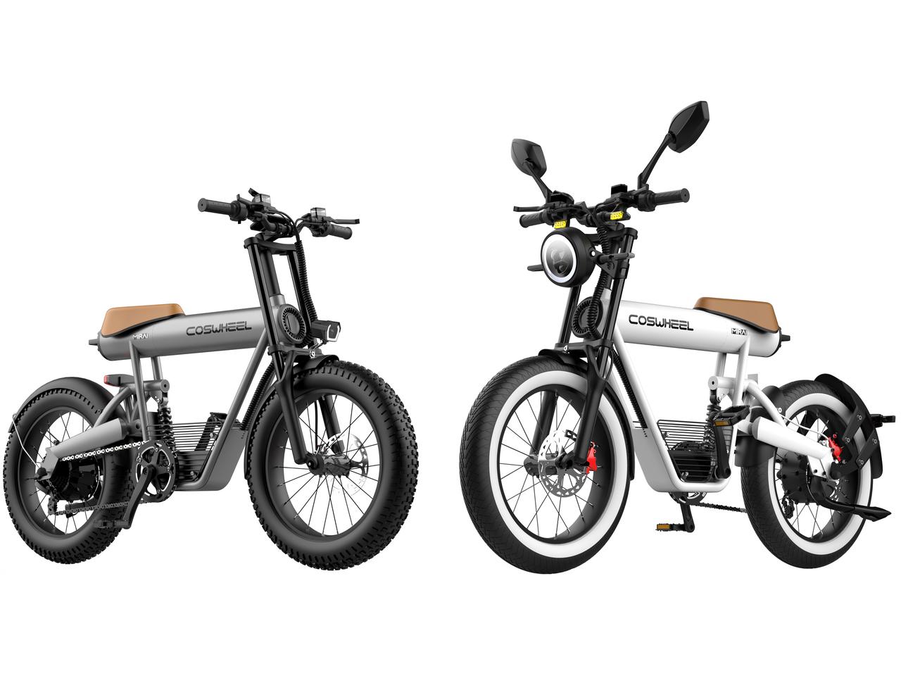 画像: 電動アシスト自転車の「COSWHEEL MIRAI COMFORT」（左）と原付一種の電動モペッド「COSWHEEL MIRAI S」（右）