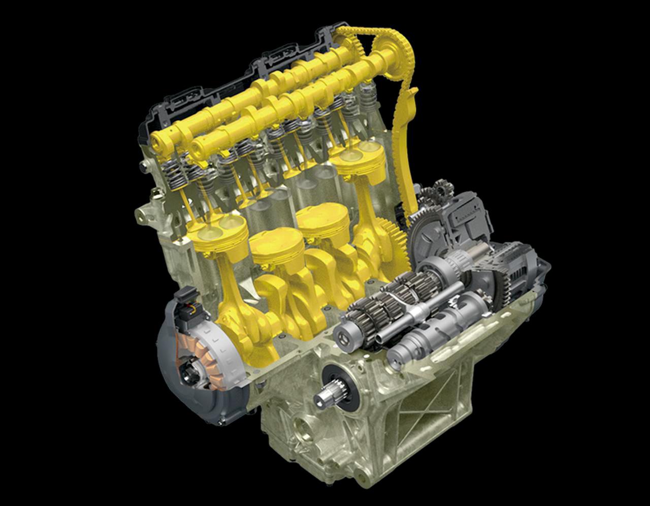 画像: 海外仕様のパワーは195PS／13200rpm。従来型の202PSより7PSダウンしているが、インジェクター、シリンダーヘッド、カムシャフト、バルブ、ピストン、クランクシャフトなどの形状を全⾯改良している。