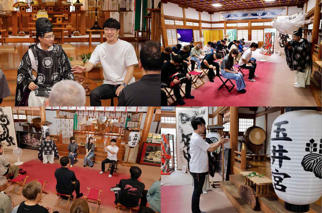 画像: イベントは玉井宮東照宮にて祈願祭からスタート。これだけでも参加するが価値あります。神社ソムリエ・佐々木優太、佐々木禰宜による、神社について分かりやすくて人に教えたくなる話の後は、ゲストのよりぴ、にゃんばちゃんの4 名によるトークショーも開催されました。