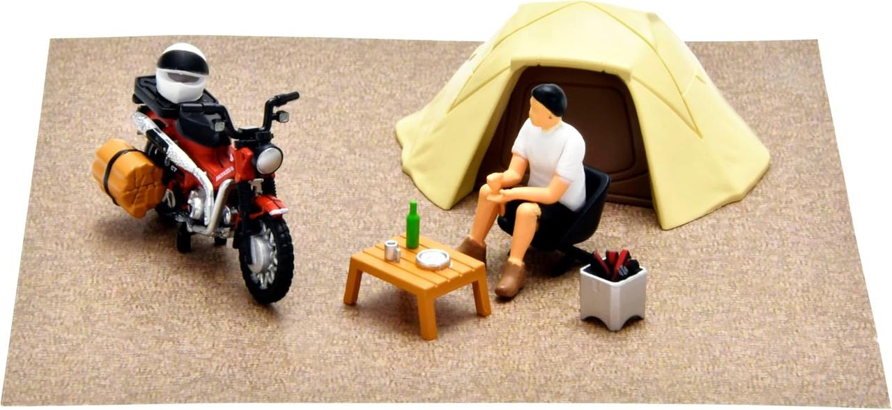 画像: トミーテック (TOMYTEC) ジオコレ64#カースナップ30a ソロキャンプ ホンダ CT125・ハンターカブ付属 ABS樹脂・PVC製 人形・小物セット (塗装済、一部組立済) 334583 amzn.to