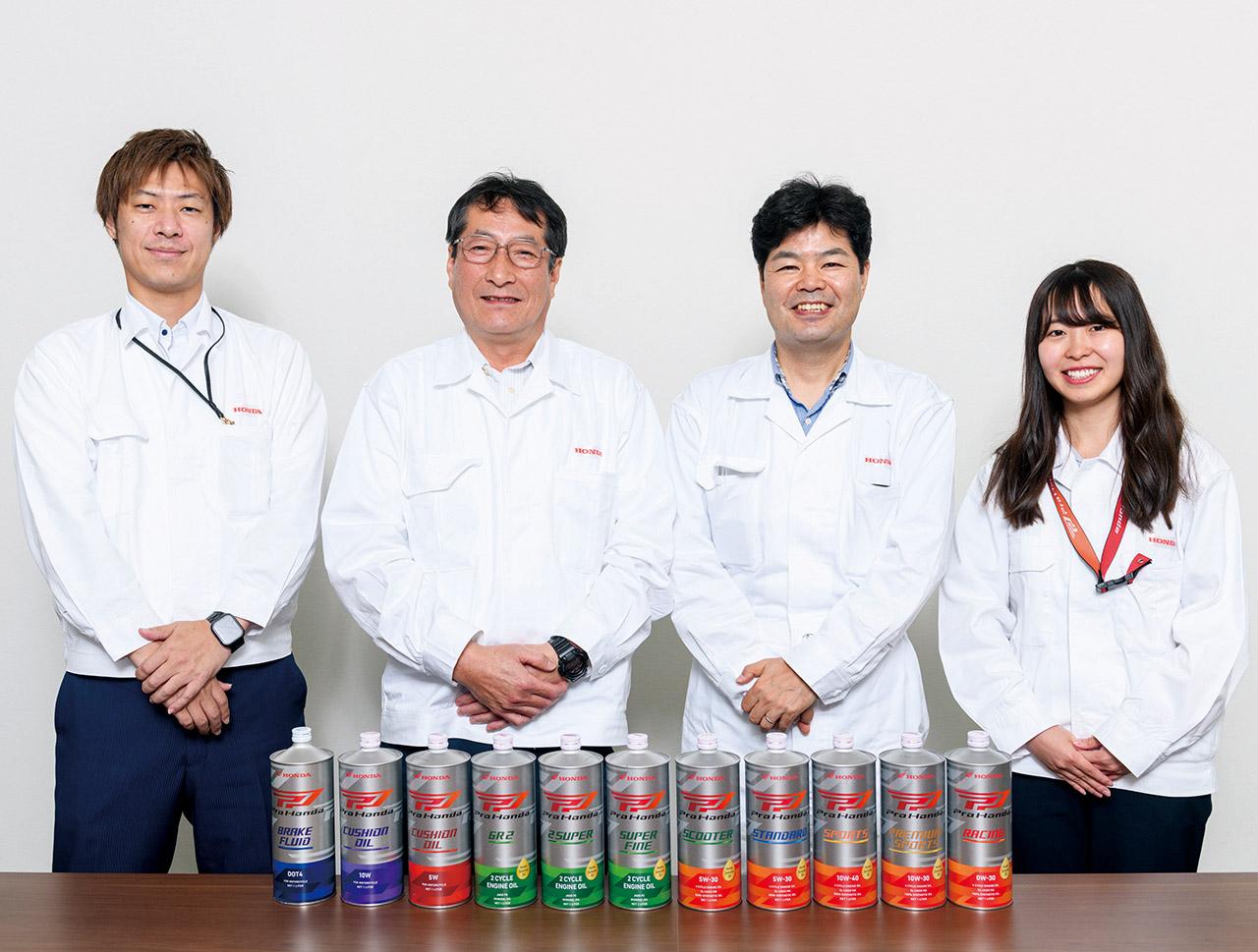 画像: 「Pro Honda」について答えて頂いたのは本田技研工業株式会社の皆さん。（右から）アフターセールス部アフターセールス＆マーケティング課 金山琳子氏、パワーユニット開発部先行・開発技術課 チーフエンジニア飯嶌智司氏、パワーユニット開発部動力研究2課 アシスタントチーフエンジニア 竹内和浩氏、商品企画部 洋用品企画課 山本 稔氏。