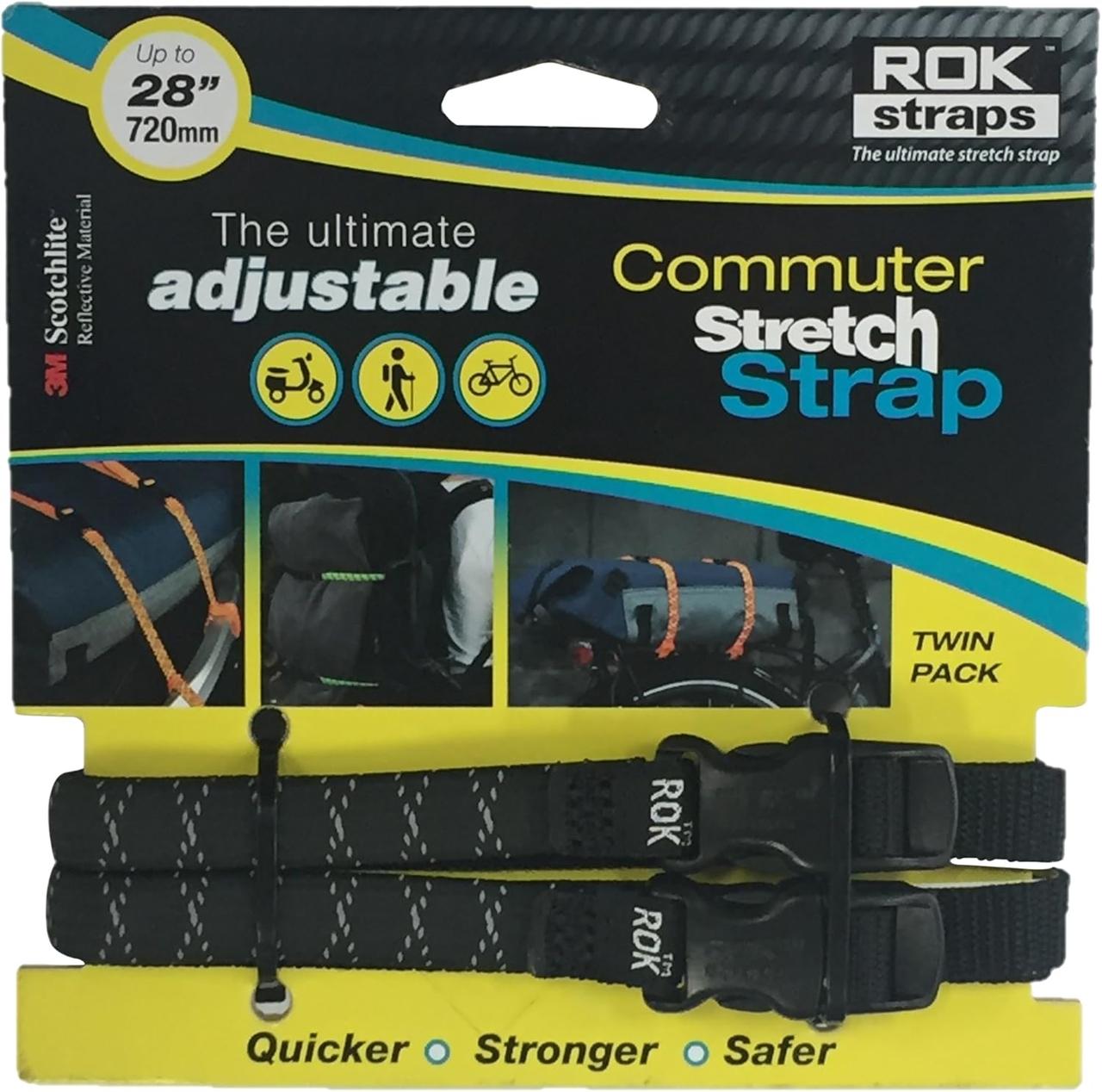 画像: ROK straps (ロックストラップ) Commuter ストレッチ ストラップ ブラック リフレクティブ 2本入り ROK00332 amzn.to