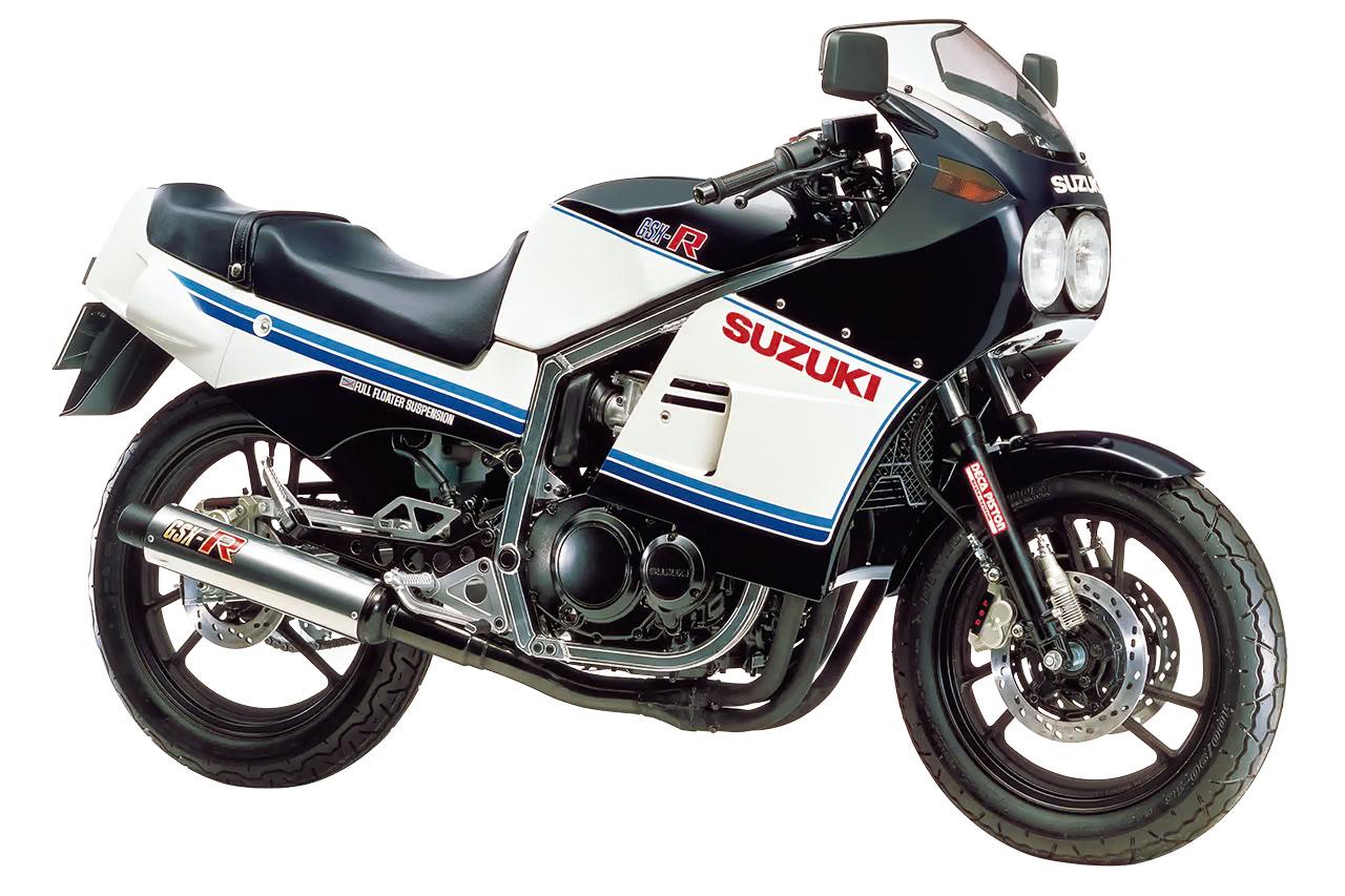 画像: SUZUKI GSX-R 1984年 総排気量：398.9cc エンジン形式：水冷4ストDOHC4バルブ並列4気筒 シート高：780mm 乾燥重量：152kg 発売当時価格：62万9000円
