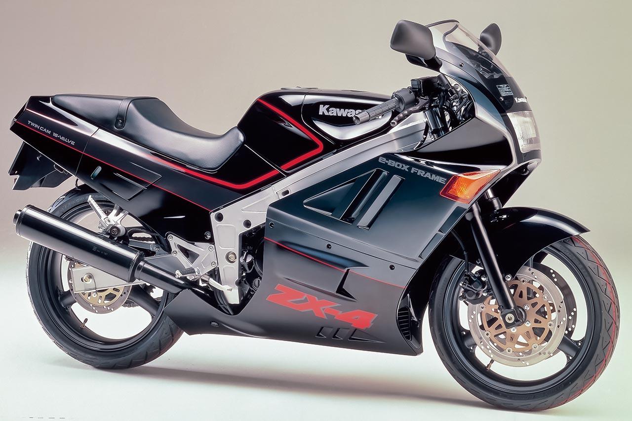 画像: Kawasaki ZX-4 1988年 総排気量：398cc エンジン形式：水冷4ストDOHC4バルブ並列4気筒 シート高：765mm 乾燥重量：177kg 発売当時価格：69万8000円