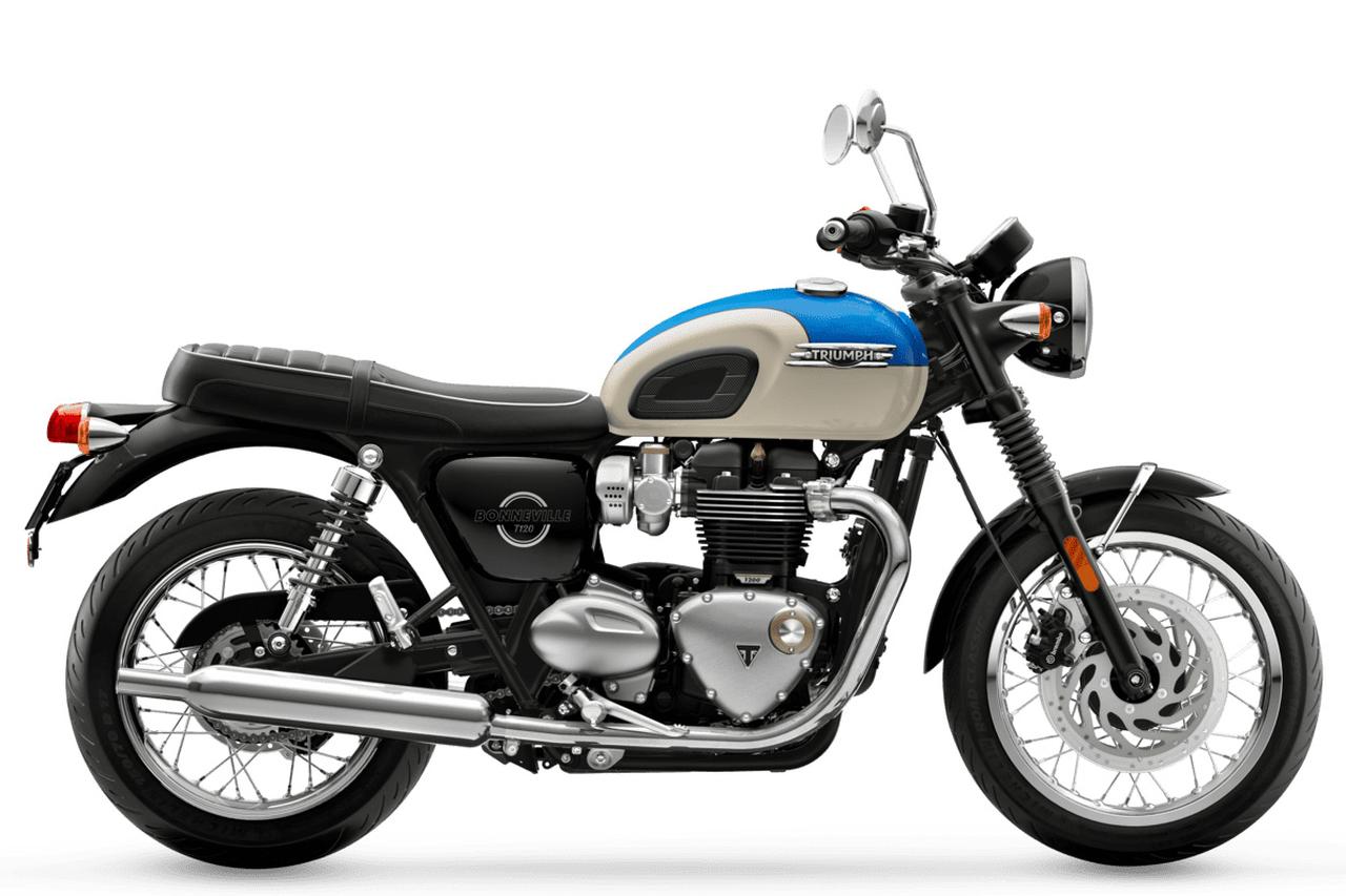 画像: TRIUMPH Bonneville T120 2026年モデル 総排気量:1200cc エンジン形式:水冷4ストSOHC並列2気筒 シート高:790mm 車両重量:236kg 税込価格:171万9000円~