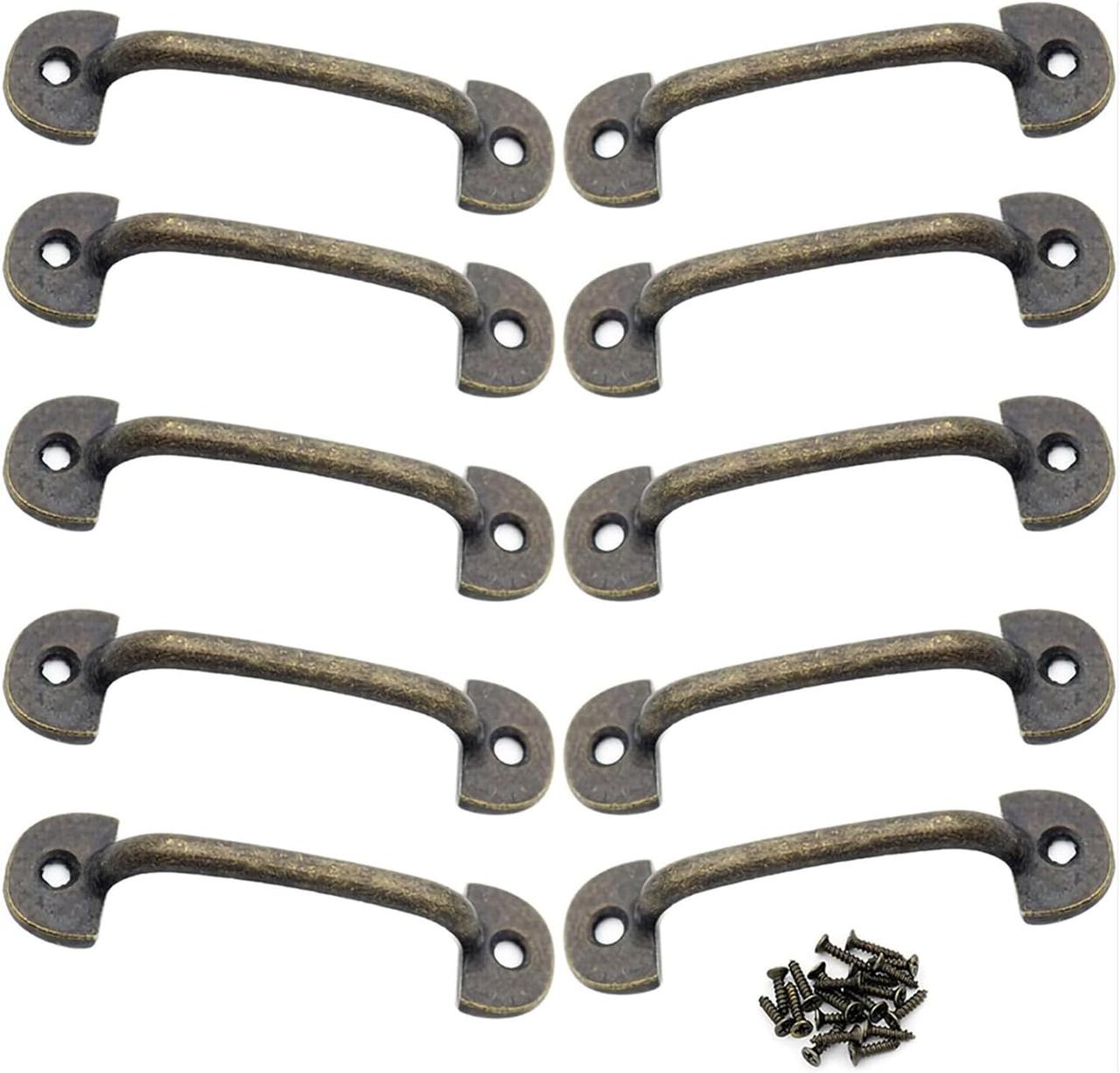 画像: BLOOPIC ミニ 取手 プルハンドル 亜鉛合金 アーチ型 強化 ボックスハンドル アンティーク調 ユニバーサル レトロ ネジ 家具 引き出し 取っ手 耐摩耗耐久性 キッ10個入り 付属ネジ（ブロンズ+6cm） amzn.to