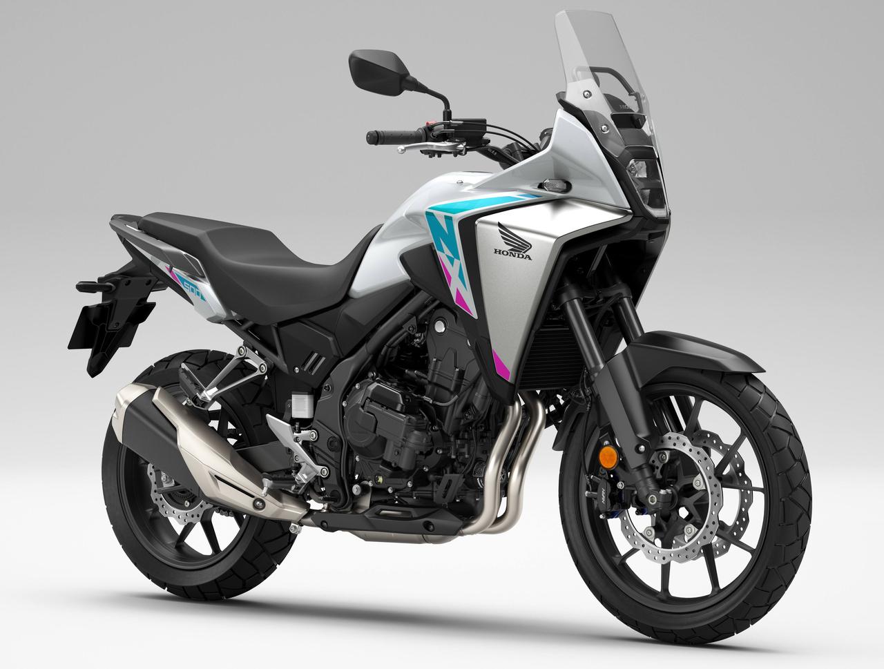 画像: Honda NX500 欧州仕様・2026年モデル 総排気量:471cc エンジン形式:水冷4ストDOHC4バルブ並列2気筒 シート高:830mm 車両重量:196kg(Eクラッチ仕様車は199kg)