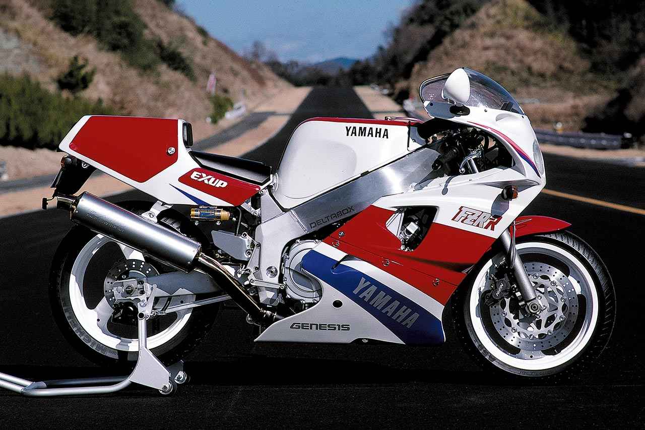 画像: YAMAHA FZR750R 1989年 総排気量：749cc エンジン形式：水冷4ストDOHC5バルブ並列4気筒 シート高：780mm 乾燥重量：187kg 発売当時価格：200万円