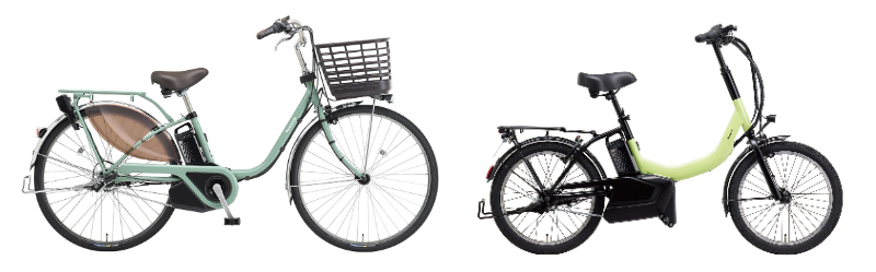 画像: 左は電動アシスト自転車「ビビ・EX」。見比べると電動アシスト自転車開発ノウハウを応用して設計されていることがわかる。