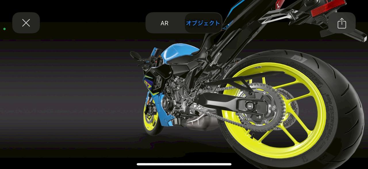 画像3: もうひとつ、「AR」ではなく、「オブジェクト」を選択すると、シンプルな暗い背景で、360°好きな角度から車体を見ることができます。もちろん、エンジンやサスペンションまわりなどをアップで見ることも可能です。