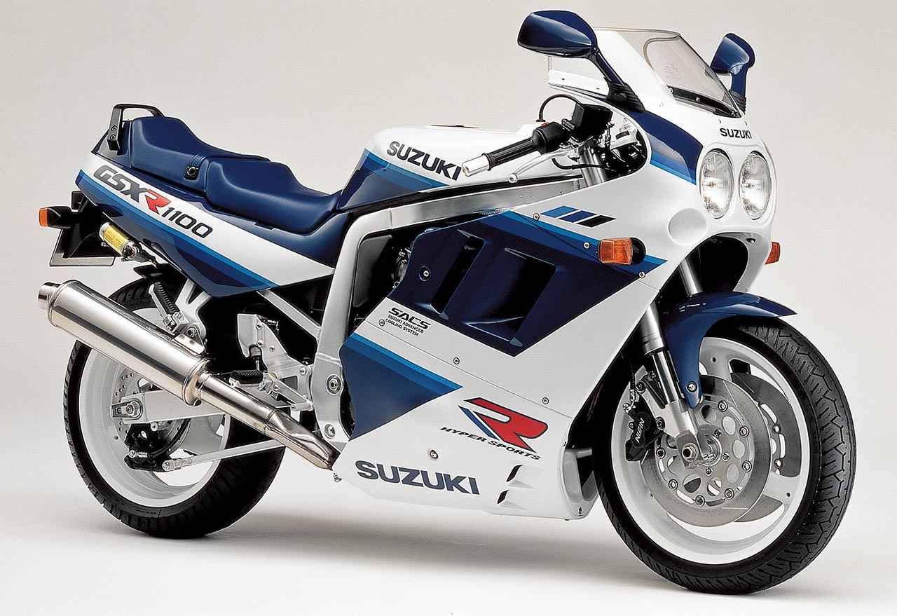 画像: SUZUKI GSX-R1100 1990年 総排気量：1127cc エンジン形式：油冷4ストDOHC4バルブ並列4気筒 乾燥重量：219kg