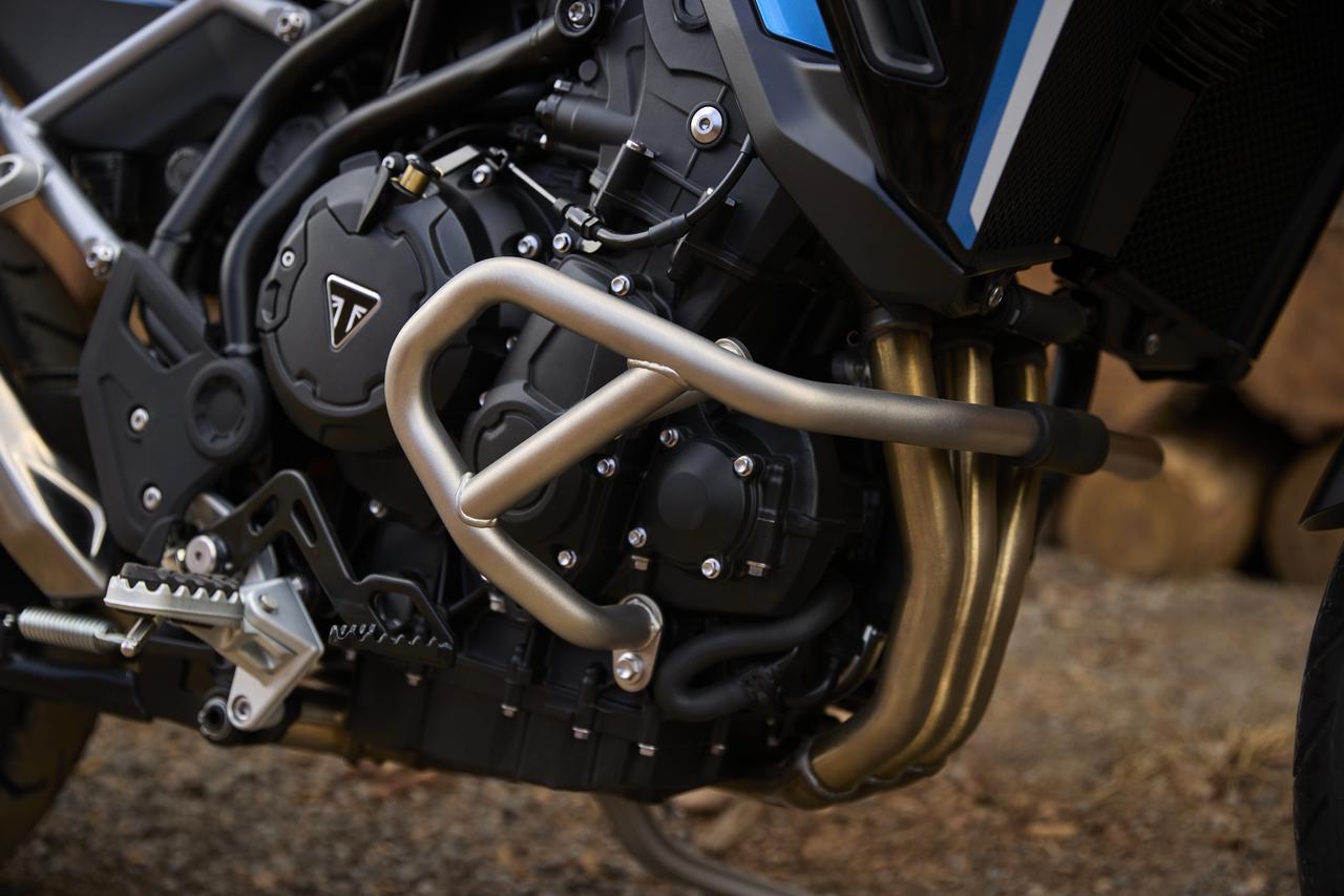 画像: Tiger 900 Alpine Editionのエンジンまわり。