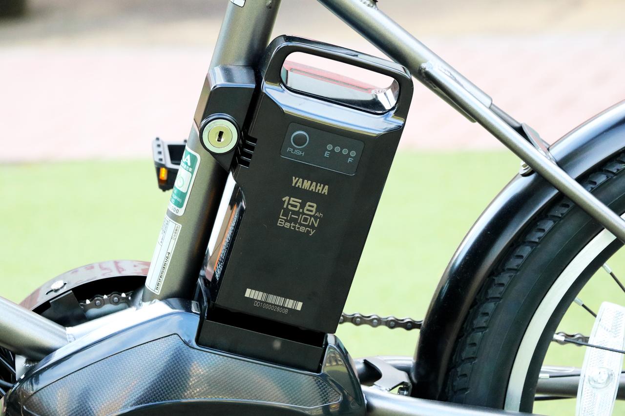 画像: ▲バッテリー容量は15.8Ahの大容量バッテリーを搭載。電動アシスト自転車を初めて乗る人でも安心できる「ちょうどいい」アシスト機能を有している。