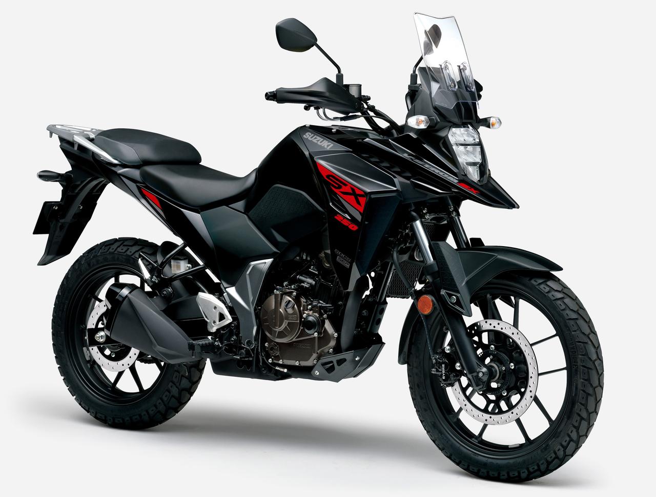 画像: SUZUKI V-STROM250 SX 2025年モデル 総排気量：249cc エンジン形式：油冷4ストSOHC4バルブ単気筒 シート高：835mm 車両重量：164kg 価格：59万1800円