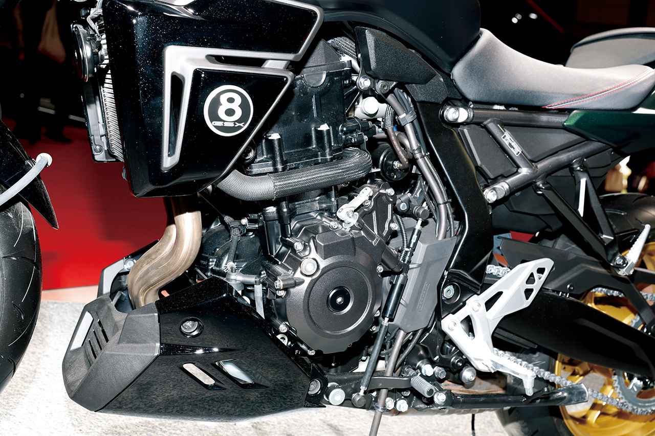 画像: ▲エンジンはGSX-8S、8Rと同様のユニットで、最高出力は83PS/8500rpm、最大トルクは7.95kgf・m/6800rpmを発揮。TTは専用のアンダーカウルも装備。