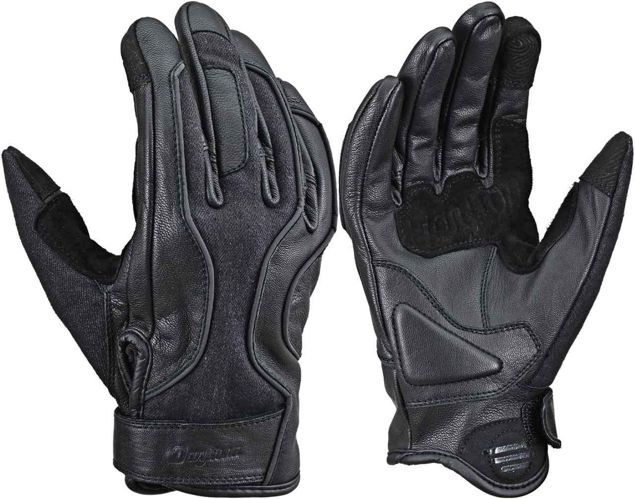 画像: デイトナ(Daytona) バイク グローブ 冬夏秋春 革(ヤギ革) ストレッチデニム スマホ対応 操作性重視 握り心地 デニムストライプレザーグローブ DG-028 amzn.to