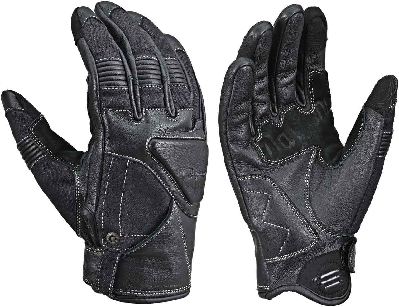 画像: デイトナ(Daytona) バイク グローブ 冬夏秋春 革(ヤギ革) ソフトプロテクター ストレッチデニム スマホ対応 操作性重視 握り心地 デニムパッドレザーグローブ DG-027 amzn.to