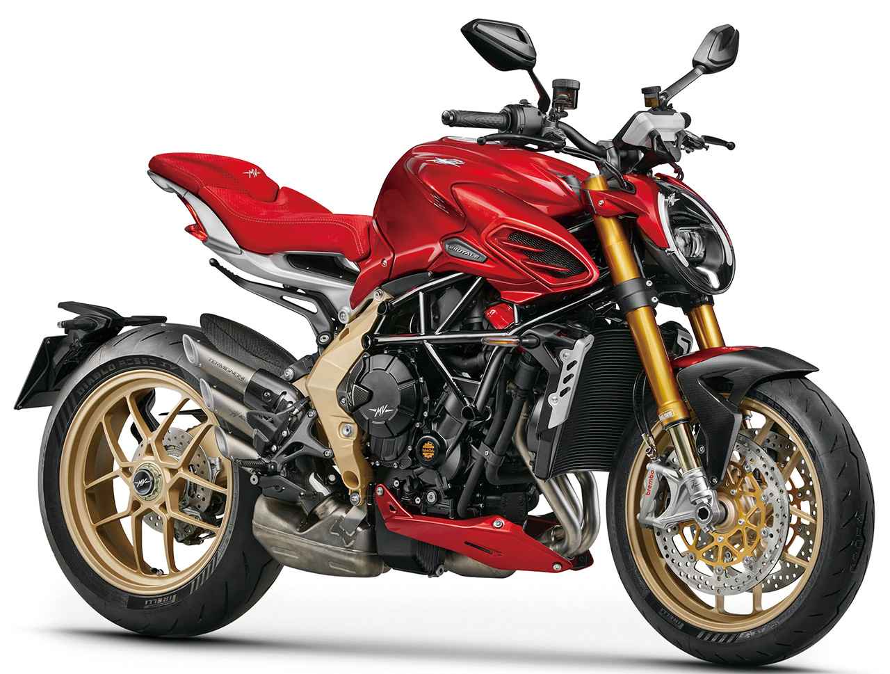 画像: MV AGUSTA BRUTALE SERIE ORO 2026年モデル 総排気量：931cc エンジン形式：水冷4ストDOHC4バルブ並列3気筒  発売日・価格未定 ※ボディカラーは専用色の「パールレッド＆シルバー・アゴ」