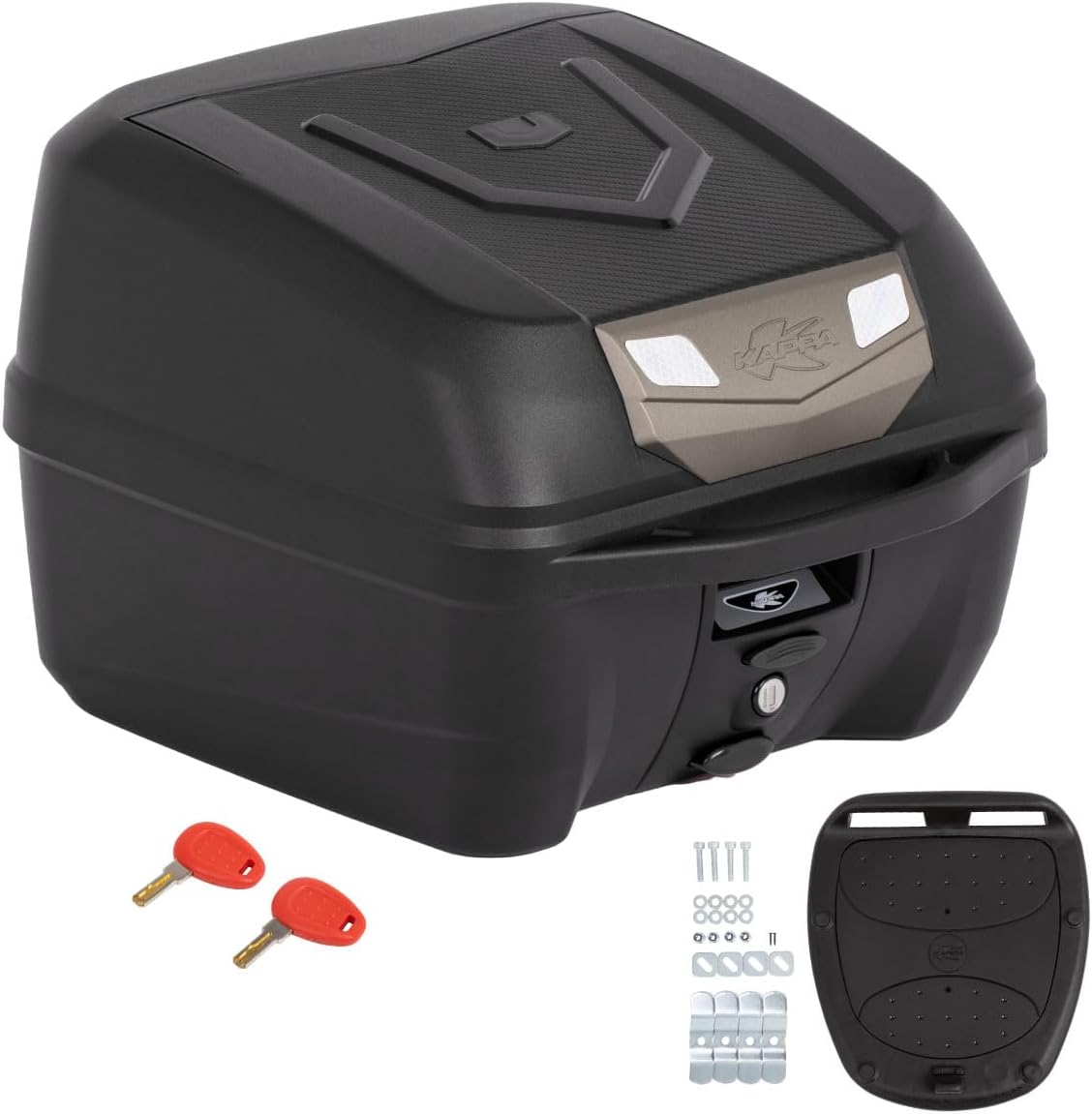 画像: ダートフリーク(Dirtfreak) KAPPA バイク用 リアボックス モノロック ブラックボタン トップケース 32L ヘルメット1個収納 汎用取付ベース付き リフレクター スペアキー 小・中排気車両向け K320ND-B G5629 amzn.to